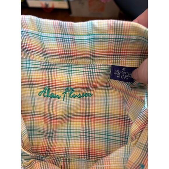 ALAN FLUSSER Men’s Rainbow Plaid Casual Button Down Shirt / Size: M - Picture 5 of 6